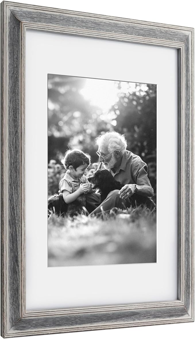 Yaetm 11x14 Rustic White Wood Picture Frame with Mat for 8x10, Weathered Solid Wood Frame with Real Glass, Distressed White Wooden Photo Frames 11 x 14 for Tabletop & Wall Mount, 2 Pack-Ruum Studio Home