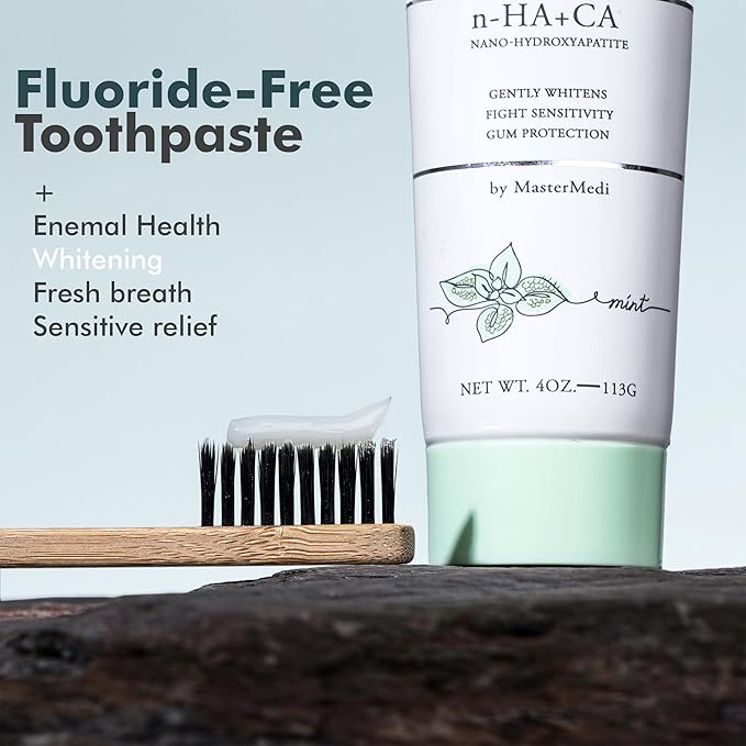 MasterMedi Nano Hydroxyapatite Toothpaste – Fluoride Free, SLS Free, for Sensitive Teeth, Whitening, Enamel Remineralization, Magic Mint, Dentist Recommended, 4 oz (Pack of 1)-Ruum Studio Home