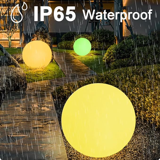 Large LED Glowing Ball Light, 20-in Outdoor LED Garden Orb Lights, Rechargeable Globe Lights RGB Color Changing Globe Floor Lamp Mood Lamp w/Remote, Waterproof Light Up Ball Light for Patio Lawn Decor-Ruum Studio Home