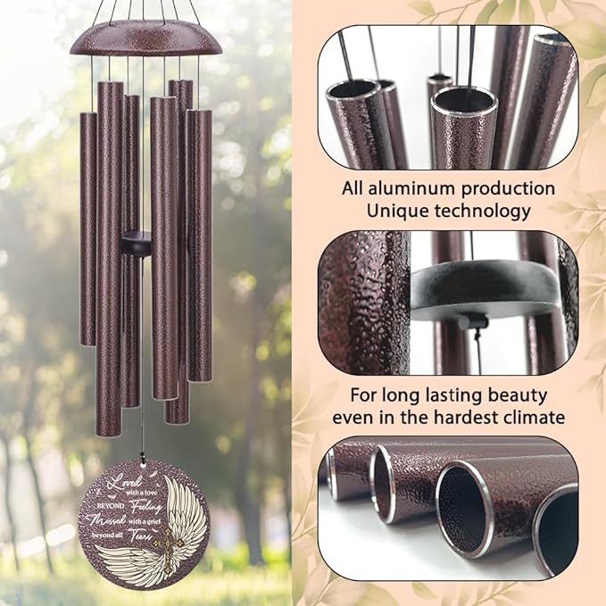 Personalized Sympathy Wind Chime, Wind Chimes for Loss of Loved Father/Mother/Lover, Commemorative Sympathy Bereavement Gifts for Condolences/Funeral-Ruum Studio Home