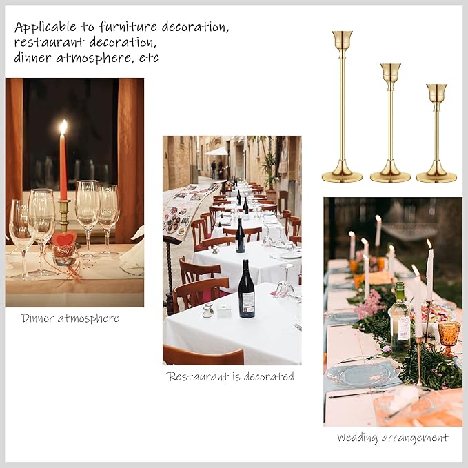 Candlestick Holders,Taper Candle Holder for Candlesticks Gold Brass Vintage Candle Stick Candle Holders Candelabra Candle Holder for Fireplace Party Dining Home-Ruum Studio Home