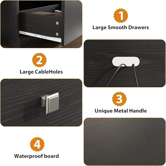 IDEALHOUSE 70in TV Stand for TVs up to 80", Mid Century Modern Entertainment Center with Storage Drawer and Open Shelves, TV Console Media Cabinet for Living Room, Bedroom, Black-Ruum Studio Home
