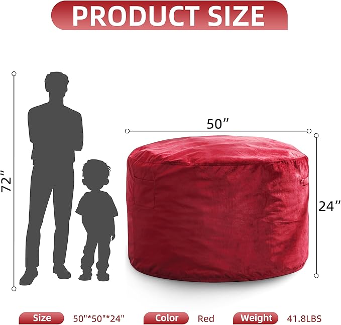 Hobestluk 5FT Bean Bag Chair Giant Bean Bag Chairs for Adults Large Bean Chairs with Removable Cover, Beanbag Chair with Filler, Adult Bean Bag Chairs for Living Room, Bedroom-Ruum Studio Home