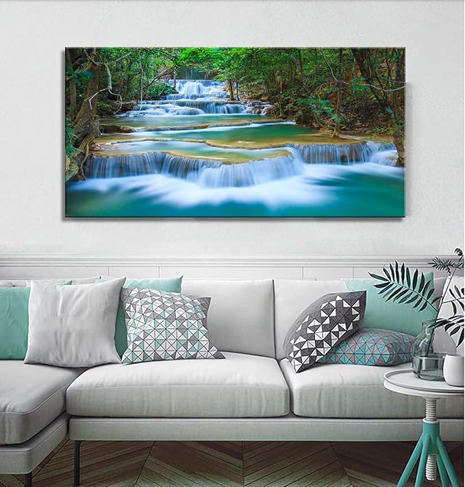 DZL Art S75275 Canvas Prints Wall Art Forest Waterfall Landscape Forest Scenery Painting Nature Wilderness Photography for Living Room Bedroom Bathroom Home Office Decor-Ruum Studio Home