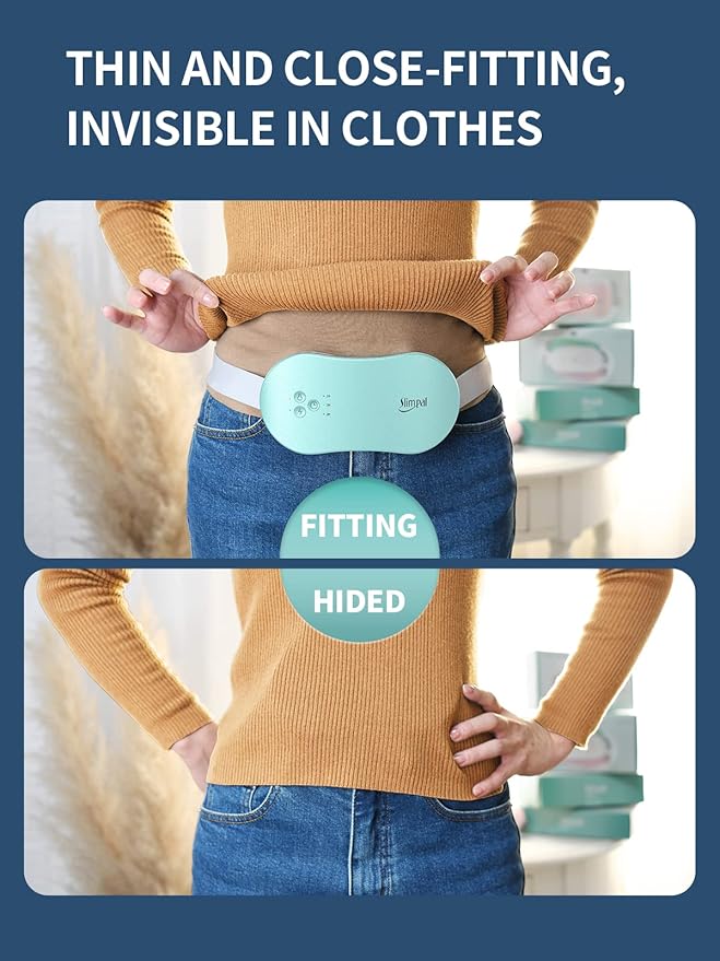 Slimpal Portable Heating Pad for Period Cramps, FSA HSA Eligible, Cordless Heat Pad for Menstrual Cramps Relief, 3 Timer Auto Off Setting, Electric Heating Belt Gifts for Her Women Girl Wife, Aqua-Ruum Studio Home