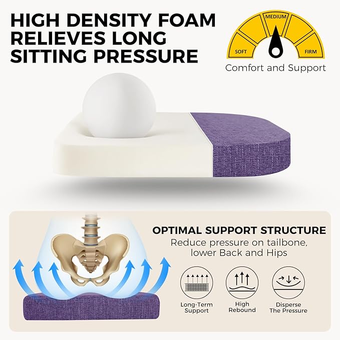 downluxe Indoor Chair Cushions for Dining Chairs, Soft and Comfortable Textured Foam Kitchen Chair Pads with Ties and Non-Slip Backing, 16" x 16" x 2", Purple, 4 Pack-Ruum Studio Home