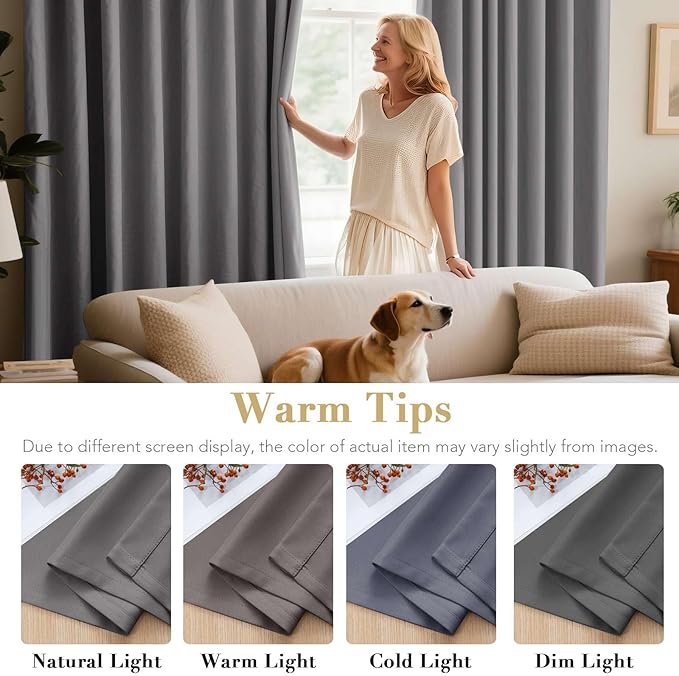 H.VERSAILTEX Solid Grey Color Thermal Insulated Blackout Curtains Metal Grommet Curtain Panels Room Darkening Window Drapes for Bedroom/Living Room 52 x 72 Inch Set of 2-Ruum Studio Home