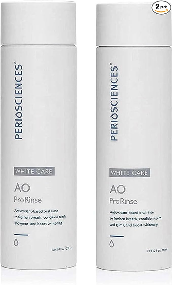 PerioSciences AO ProRinse White Care Whitening Mouthwash with Essential Oils and Antioxidants - Alcohol Free Mouthwash for Post-Whitening Enamel Protection, 10 fl oz/300ml Pack of 2-Ruum Studio Home