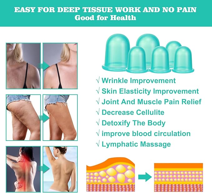 Silicone Cupping Therapy Set - Cupping Kit for Massage Therapy - Cellulite Remover Cupping Set - Anti Cellulite Cup Massager, Vacuum Suction Massage Cups for Cellulite Reduction-Ruum Studio Home