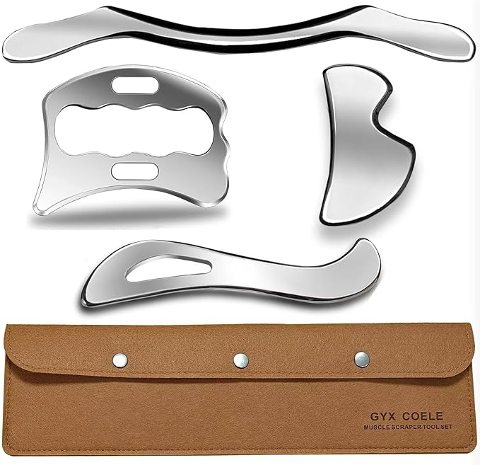 Professional Muscle Scraper Tool Set, 4-Piece Stainless Steel IASTM Tools with Storage Case, Physical Therapy Massage Tools for Muscle Recovery-Ruum Studio Home