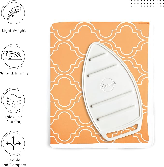 Encasa XO Ironing Mat/Pad (Large 48"x28") with 3mm Padding & Silicone Iron Rest for Steam Pressing on Tabletop or Bed - Heat Resistant, Portable, Quilting & Travel Blanket - Peach Tiles-Ruum Studio Home