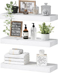 QEEIG Floating Shelves for Wall Bathroom Shelf Bedroom Kitchen Living Room Hanging Book Shelves Small Farmhouse Decor 16 inch Set of 3, White (015-W3)-Ruum Studio Home