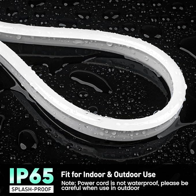 GZBtech RGB LED Neon Rope Lights 16.4FT/5M, AC 110-120V Waterproof Color Changing LED Rope with Remote Controller, Dimmable Multi Color Neon Rope Lighting for Indoor Outdoor Commercial Use-Ruum Studio Home