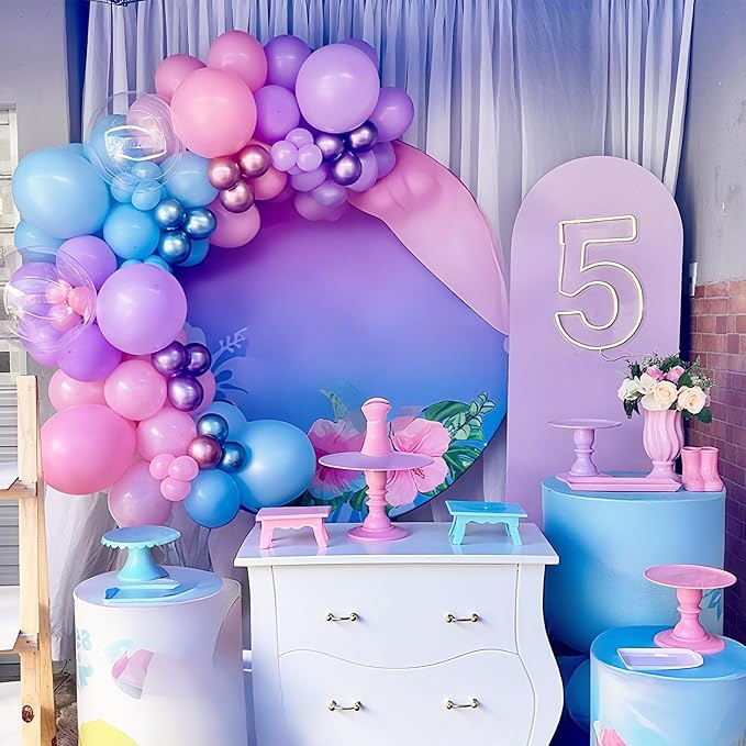 Pink and Blue Balloons 12 Inch Pastel Metallic Blue Baby Light Pink Chrome Latex Balloon Confetti Balloon for Kids Girls Hawaiian Summer Gender Reveal Wedding Birthday Baby Shower Party Decor-Ruum Studio Home