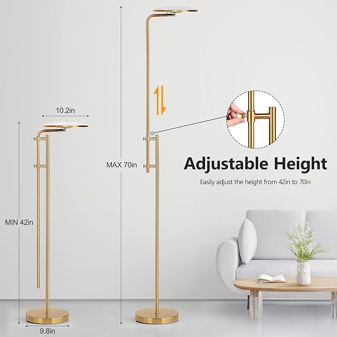SUNMORY 32W/3000LM Floor Lamps, Super Bright LED Standing Lamp with Remote Control, Adjustable Tall Lamp with 350°Rotating Head, Modern Dimmable Torchiere Corner Lamp for Living Room, Bedroom, Office-Ruum Studio Home
