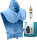 26" x 35" Flannel Neck&Shoulder&Back Heating Pad with 12 Temperature Settings& Countdown Timer,Pain Relief for Back/Neck/Shoulders/Menstrual Pain, Christmas Gifts for Women Men Mom Dad(Light Blue)-Ruum Studio Home