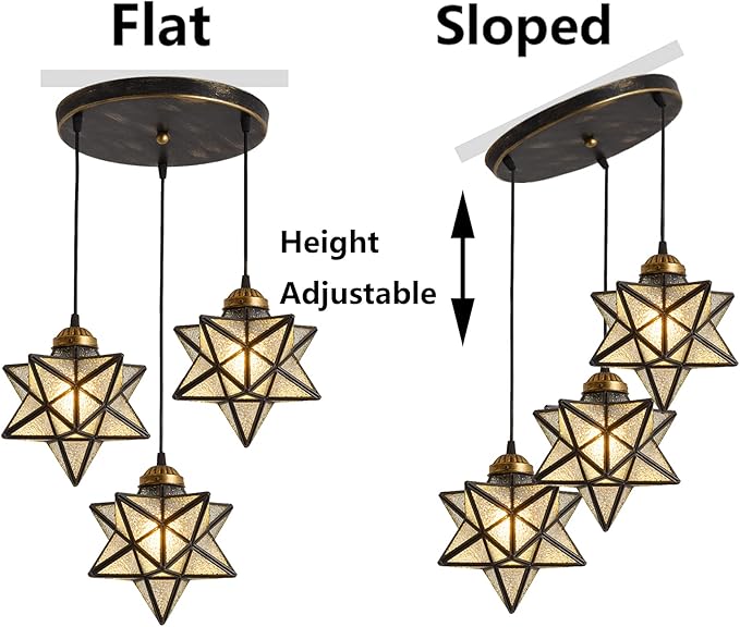 Glass Glam Chandelier Star Pendants Light Fixture Modern Elegant Ceiling Hanging Lights Included LED Warm Light Bulbs Oiled Bronze-Ruum Studio Home