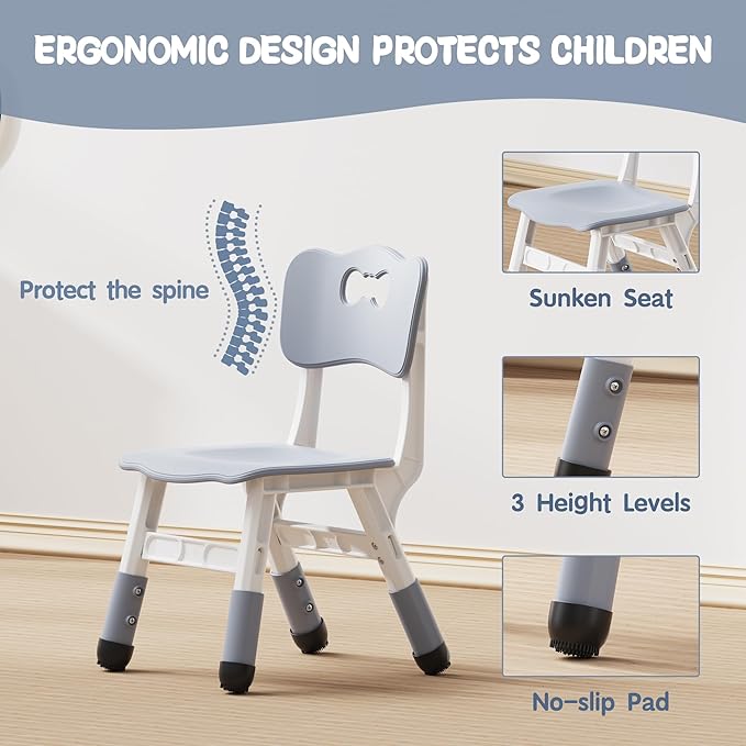 Brelley Kids Table and 6 Chairs Set, Height Adjustable Toddler Desk and Chair Set, Graffiti Desktop, Classroom/Daycare/Home, Children Multi-Activity Table for Ages 2-8-Ruum Studio Home