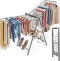 APEXCHASER Clothes Drying Rack Foldable, Metal Laundry Drying Rack Collapsible, Portable Compact Clothes Rack for Sweater Baby Clothes Towel Indoor & Outdoor, Height Adjustable Clothes Airer, Grey-Ruum Studio Home