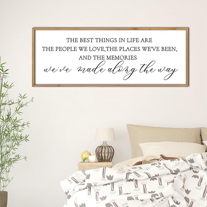 The Best Things in Life Wall Decor Sign 40 x 15 Inch Memories Inspirational Quotes Wood Framed Family Entryway Living Room Home Wall Art for Farmhouse Bedroom Room (Wood)-Ruum Studio Home