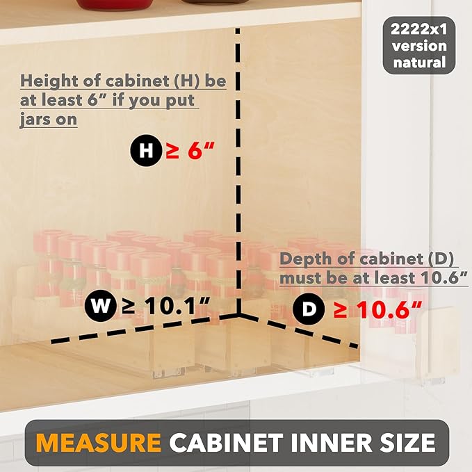 SpaceAid Bamboo Pull Out Spice Rack Organizer for Cabinet, Heavy Duty Slide Out Seasoning Kitchen Pantry Sliding Vertical Organization, 10.1" Wide, 4 Drawers(2" Wide), 1-Tier, Natural-Ruum Studio Home