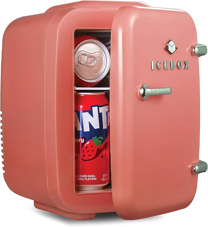 IBMF4BLS Fridge for Bedroom, Skincare, Portable Cooler & Warmer for Makeup, for Office & Home Refrigerator, Mini (4 L / 6-Can), Blush Red-Ruum Studio Home