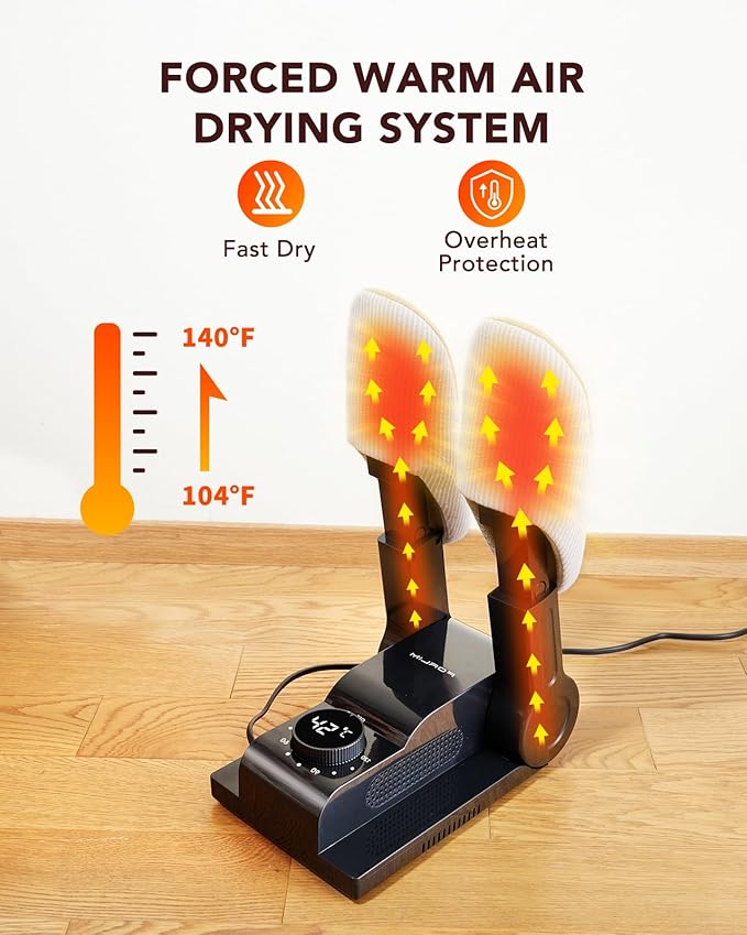 FORLIM Boot Dryer for Work Boots, Shoe Dryer with Heat Blower, Glove Dryer & Boot Warmer - 180° Adjustable Dry Rack - Telescopic Bendable Dry Ports - Intelligent Timer - Black-Ruum Studio Home