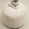 Round Stuffed Pouf Ottoman for Foot Rest, Storage Ottoman Pouf Foot Stool Cushion, Faux Fur Poufs with Foam Chunk Filling, 26 X 18 Inch Floor Chair for Living Room Bedroom Home Decor, Beige-Ruum Studio Home