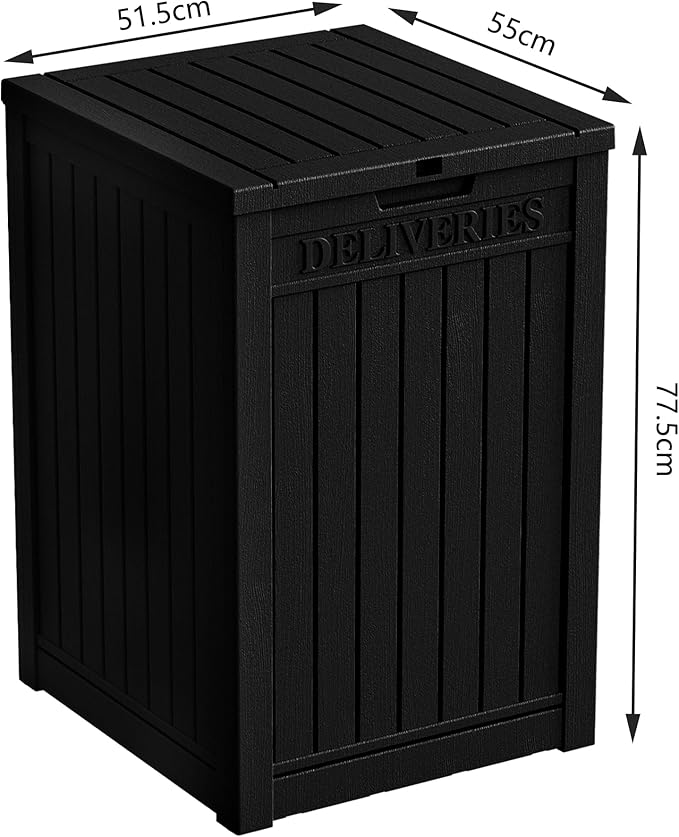 55 Gallon Plus Lockable Resin Deck Box, Waterproof Outdoor Storage Box for Patio Furniture, Garden Tools, Pool Accessories, UV-Resistant Outside Delivery, Black-Ruum Studio Home