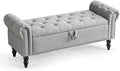 Furniliving 51” Bedroom Bench, End of Bed Bench with Button-Tufted Large Upholstered Storage Bench Ottoman Linen Window Benches with Storage Shoe Cabinet, for Bedroom, Entryway, Closet, Grey-Ruum Studio Home