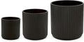 Amazon Basics Assorted Sizes Fluted Ceramic Round Planters, Set of 3, 6 inch, 8 inch, 10 inch, Black-Ruum Studio Home