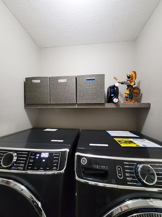 joelsantiques 60 Inch Wooden Floating Shelves for Wall - 60x8x2 in - Made of Natural Wood - Long Wall Shelves for Bedroom - Perfect for Living Room, Kitchen - Made in USA - Gray-Ruum Studio Home