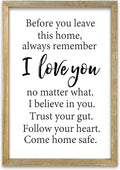 Before You Leave This Home Sign Wall Decor 16x11 Inch I Love You Inspirational Entryway Wood Framed Wall Hang Art (Wood)-Ruum Studio Home
