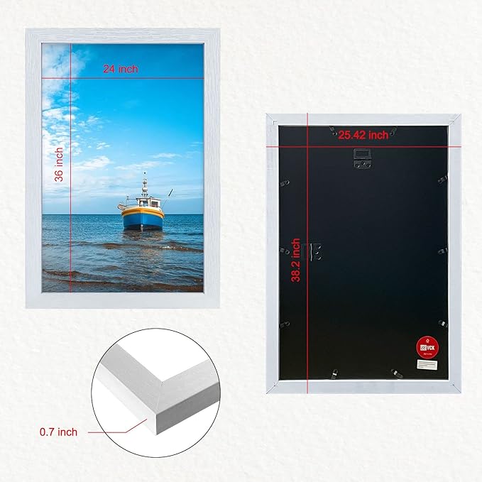 VCK 24x36 Inch Solid Wood Poster Frames with Wall Mounting Hanging Picture Frame White 3 Pack-Ruum Studio Home