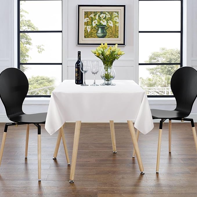 sancua Small Square Tablecloth 36 x 36 Inch White (Fits 20-30 Inch Tables), Stain and Wrinkle Resistant Washable Fabric Table Cloth for Dining Party Table Cover for Nightstand End Bedside Tables-Ruum Studio Home