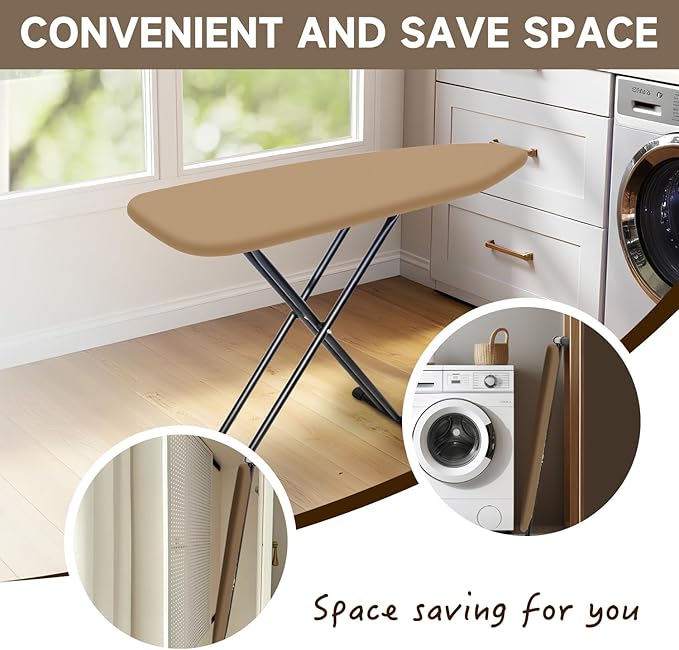 Ironing Board with Heat Resistant Cover, 43x13 Compact and Space Saver Iron Board,Height Adjustable,Easy to Fold,Stable Structure-Ruum Studio Home