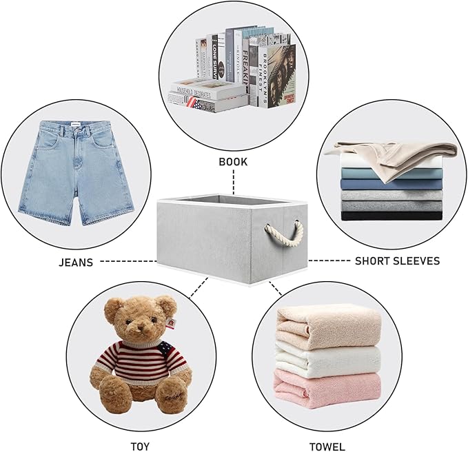 Closet Storage Bins, Linen Closet Organizers and Storage Basket for Shelves, Collapsible Shelf Baskets for Organizing Shelves, Bedroom Clothes Basket, Gray, 3 Pack-Ruum Studio Home