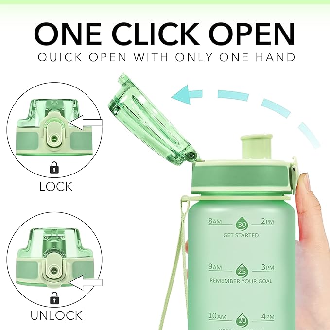 32oz Motivational Water Bottles with Time Marker & Fruit Strainer, Transparent Gradient Color Water Bottle with Times to Drink, Leakproof & BPA Free, Reusable Bottle with Strap (No Straw)-Ruum Studio Home