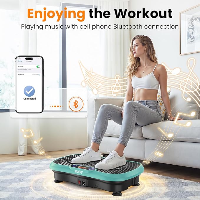 AXV Vibration Plate Fitness Platform Exercise Machine Vibrating Lymphatic Drainage Shaking Full Body Shaker Workout Vibrate Stand Shake Board Sport Gym for Weight Loss Fat Burner for Women Men-Ruum Studio Home