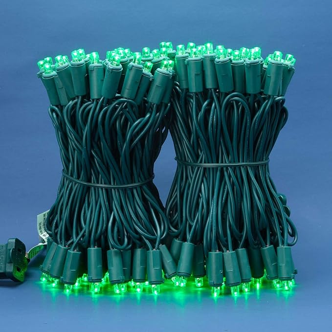200 Count Green Wide Angle LED Christmas Lights, 66 ft Green Wire UL Certified Commercial Grade 5mm Holiday String Light Set (Green)-Ruum Studio Home