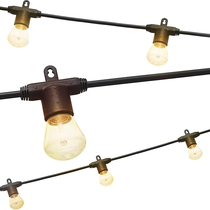 Enbrighten LED Bistro Outdoor String Lights, 24ft, 12 Shatter Resistant Lifetime Bulbs, 2200K Warm White, Weather Resistant, Indoor/Outdoor, Commercial Grade, Perfect for Backyard, Porch, Patio, 38356-Ruum Studio Home