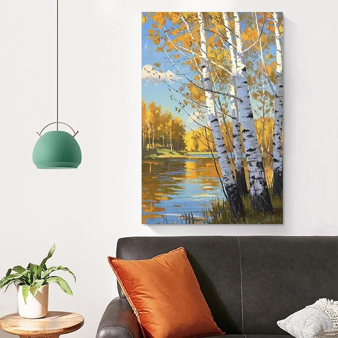 Poplar trees beside the blue sky and white clouds are suitable for living rooms bedrooms and offices Landscape posters and wall paintings-Ruum Studio Home