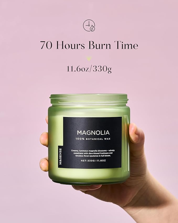 M&SENSE Magnolia Jasmine Spring Scented Candle, 11.6oz 70 Hours Long Lasting Clean Non Toxic All Natural Soy Wax Candle for Relaxing & Stress Relief, 2 Wick Romantic Fragrance Gifts for Home Decor-Ruum Studio Home