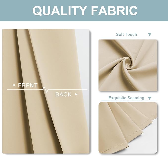 ChrisDowa Small Window Curtains 36 inches Long for Bedroom - Grommet Short Thermal Insulated Room Darkening Curtains for Kitchen (2 Panels, Biscotti Beige, 42 x 36 Inch)-Ruum Studio Home