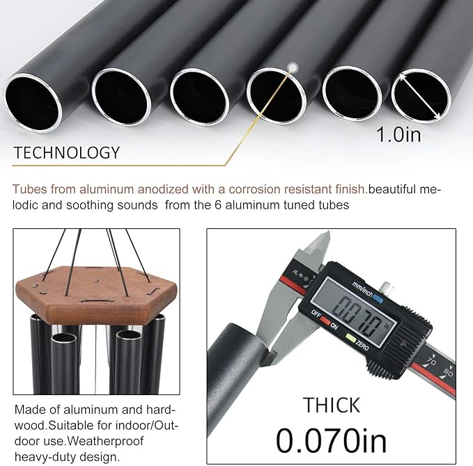Wind Chimes Outdoor,36 Inch Memorial Wind Chimes Outdoor Large Deep Tone with 6 Heavy Metal Tubes Tuned.Wind Chimes for Loss Loved One, Memorial Gift.Garden Decor-Ruum Studio Home