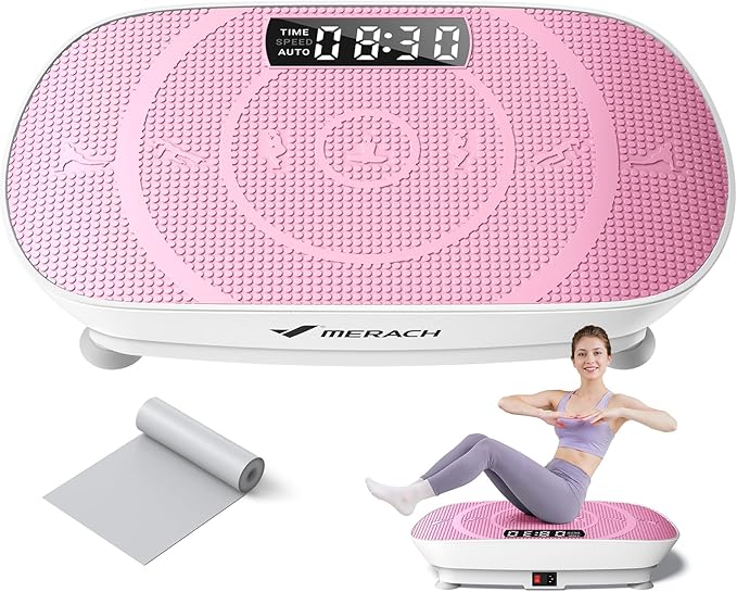 MERACH Vibration Plate Exercise Machine, Whole Body Workout Equipment for Women, Bluetooth and Silicone Pedal, Vibration Plate with Auto Mode, Vibrate Fitness Platform for Home-Ruum Studio Home