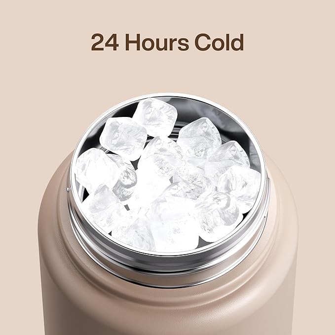 Insulated Water Bottle with Straw Stainless Steel Water Bottle, Leak-Proof, BPA-Free, Double Wall Vacuum Keeps Cold for 24 Hours for Sports, Travel, School (32 oz, Raw Umber)-Ruum Studio Home