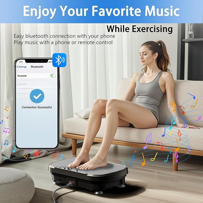 Vibration Plate Exercise Machine, Full Body Shaker Workout Vibration Plate for Lymphatic Drainage Weight Loss, Waver Vibrating Fitness Platform with Resistance Bands, Low Noise Home Fitness for Adults-Ruum Studio Home