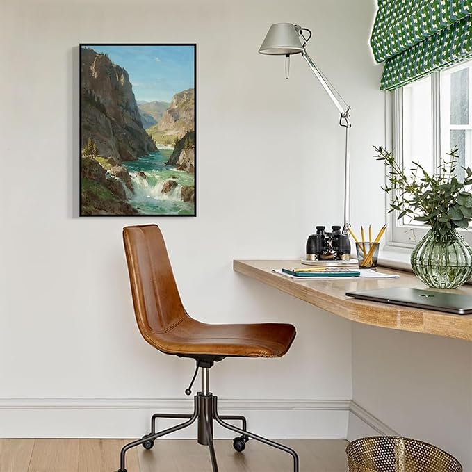 Natural mountain stream scenery poster suitable for bedroom beautiful blue sky flowing river scenery suitable for living room dormitory office-Ruum Studio Home
