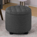 Furniliving 18.7inch Storage Round Ottoman, Footstools with Hidden Storage with Removable Lid, Stylish Button Tufted Design Ottoman Foot Stools for Living Room, Bedroom，Darkgrey-Ruum Studio Home